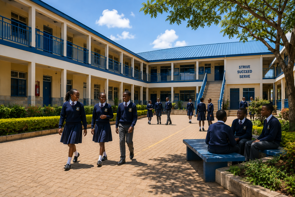 Learners walking through the school compound